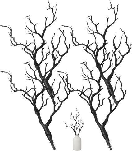 TEHAUX 4pcs Artificial Branches, Black Plastic Antler Shaped Tree Branch DIY Craft Twigs, Decorative Tree Stems for Vase Halloween Christmas Home Decor, Black 13.77 Inch in Saudi Arabia