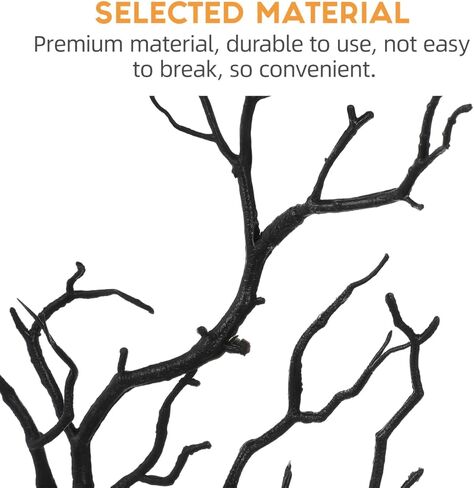 TEHAUX 4pcs Artificial Branches, Black Plastic Antler Shaped Tree Branch DIY Craft Twigs, Decorative Tree Stems for Vase Halloween Christmas Home Decor, Black 13.77 Inch in Saudi Arabia