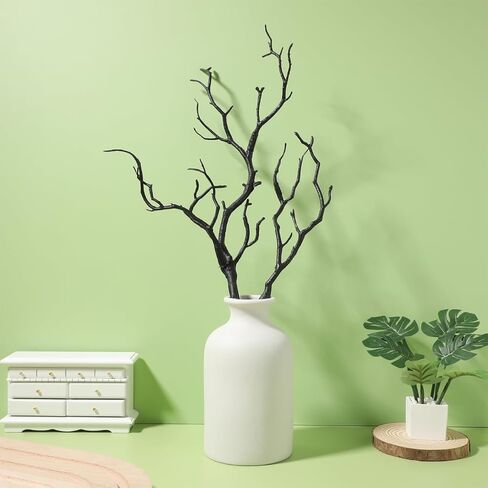TEHAUX 4pcs Artificial Branches, Black Plastic Antler Shaped Tree Branch DIY Craft Twigs, Decorative Tree Stems for Vase Halloween Christmas Home Decor, Black 13.77 Inch in Saudi Arabia