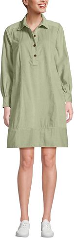Lands' End Women's Wide Wale Cord Popover Long Sleeve Shirt Dress in Saudi Arabia