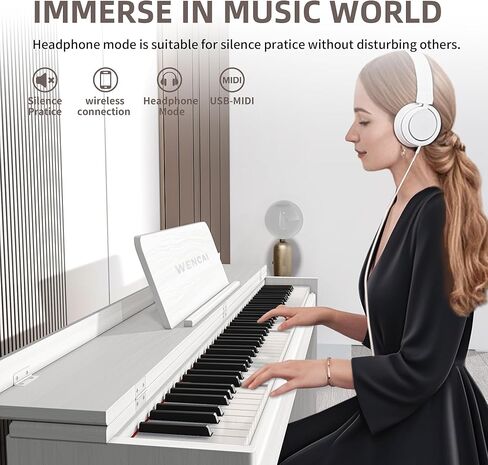 88 مفتاحًا للوحة مفاتيح البيانو الرقمية الموزونة بالكامل، 88 مفتاحًا للبيانو الكهربائي المطرقة، بيانو إلكتروني خشبي كلاسيكي مستقيم للمبتدئين، المحترفين، متوافق مع متوسط ​​الطول، دواسة ثلاثية (بني) in Kuwait