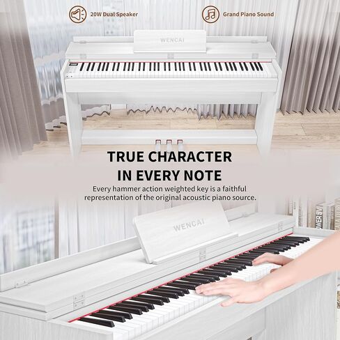 88 مفتاحًا للوحة مفاتيح البيانو الرقمية الموزونة بالكامل، 88 مفتاحًا للبيانو الكهربائي المطرقة، بيانو إلكتروني خشبي كلاسيكي مستقيم للمبتدئين، المحترفين، متوافق مع متوسط ​​الطول، دواسة ثلاثية (بني) in Kuwait