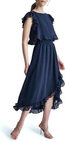 DKNY Womens Ruffle Sleeve Cinchined Waist Fit & Flare Midi Dress in Saudi Arabia