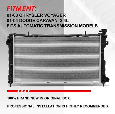 Auto Dynasty Radiator Compatible with 01-04 Chrysler Voyager Dodge Caravan 2.4L AT, DPI 2312 Factory Style 1-Row Cooling Radiator, Aluminum Core in Saudi Arabia