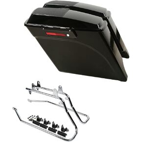 5" Stretched Hard Saddlebags Saddle bags w/ 6x9" Speaker Lids+Chrome Conversion Brackets for Harley Davidson 1984-2017 Softail Models FLST, FLSTC, FLSTF, FLSTN FLSTS models,Gloss Black in Saudi Arabia