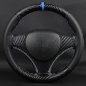 DIY Microfiber Leather Steering Wheel Cover with Matte Carbon Fiber Design and Marker，Sew On Steering Wheel Wrap,Universal Size for Most Cars,Suvs,Trucks,Yellow in Kuwait