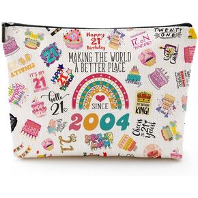 هدايا عيد الميلاد الحادي والعشرون لحقيبة مكياجها، ديكورات لطيفة لعيد الميلاد الحادي والعشرين السعيد لعام 2004 لها، هدايا عيد ميلاد عمرها 21 عامًا تفضل الحفلات لابنتها، أختها، أنثى، الفتيات المراهقات، حقيبة سفر لمستحضرات التجميل in Kuwait