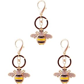 3 Pcs Rhinestone Little Bee Keychain Keyring Yellow Bee Crystal Keychain with Lobster Clasp Charm Pendant Honeybee Keychain for Bag Purse Wallet in Saudi Arabia