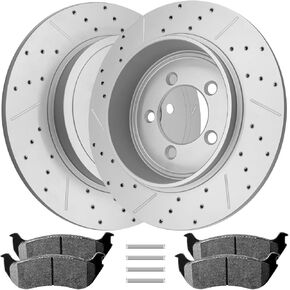 Ceramic Brake Pads and Rotors Kit Rear Drilled Slotted Vented Rotors & Brakes 2002 2003 2004 2005 for Mercury Mountaineer in Kuwait