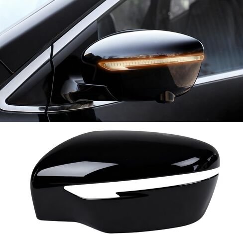 Moonlinks متوافقة مع Nissan Rogue 2014-2020/Murano 2015-2024/Pathfinder 2017-2020 استبدال غطاء مرآة السائق الأيسر، غطاء مرآة بمشبك على الجانب الأيسر باللون الأسود اللامع يحل محل 96374-4BA0A in Kuwait