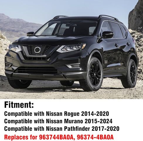 Moonlinks متوافقة مع Nissan Rogue 2014-2020/Murano 2015-2024/Pathfinder 2017-2020 استبدال غطاء مرآة السائق الأيسر، غطاء مرآة بمشبك على الجانب الأيسر باللون الأسود اللامع يحل محل 96374-4BA0A in Kuwait