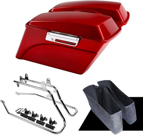 Hard Saddlebags Saddle bags W/Conversion Brackets for Harley Davidson 1984-2017 Softail Models FLST, FLSTC, FLSTF, FLSTN FLSTS models,Red in Saudi Arabia
