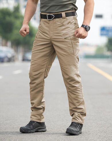 Men's Stretch Tactical Pants Waterproof Ripstop Fabric Cargo Pants Lightweight Casual Hiking Outdoor Work Pants (No Belt) in Saudi Arabia