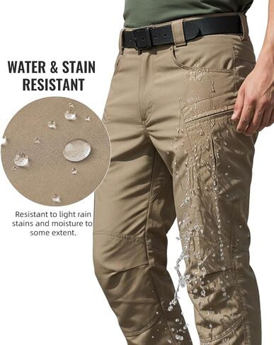 Men's Stretch Tactical Pants Waterproof Ripstop Fabric Cargo Pants Lightweight Casual Hiking Outdoor Work Pants (No Belt) in Saudi Arabia
