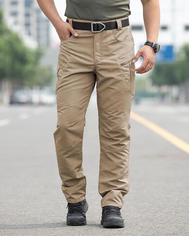 Men's Stretch Tactical Pants Waterproof Ripstop Fabric Cargo Pants Lightweight Casual Hiking Outdoor Work Pants (No Belt) in Saudi Arabia