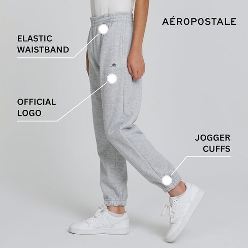 AEROPOSTALE Boys Fleece Joggers 3 Pack – Soft Comfy Athletic Fit Youth Sweatpants with Pockets, Lounge Pants, Sizes 4-20 in Saudi Arabia