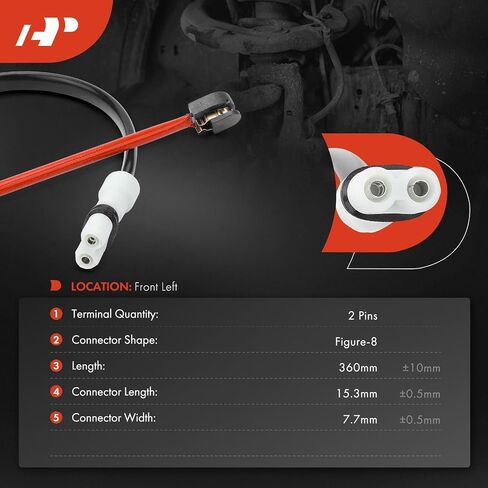 مستشعر تآكل وسادة الفرامل للمحرك الأمامي A-Premium متوافق مع Porsche 911 2005-2008، Boxster 2005-2010، Cayman 2006-2010، استبدال # 99761275601 in Saudi Arabia