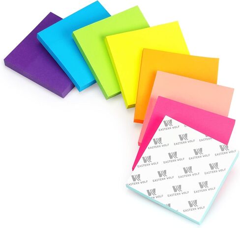 Eastern Wolf 8 Pads Sticky Notes 3x3 Self-Stick Notes 8 Bright Multi Colors Purple Sticky Notes, 85 Sheet/Pad in Kuwait