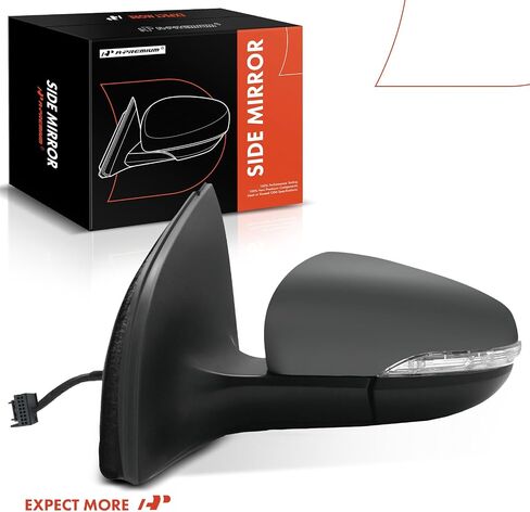 A-Premium Driver Side Power Door Mirror - Compatible with Volkswagen Golf/GTI 2010-2014, Golf R 2012-2013 - Heated Power Folding Black Outside Rear View Mirror w/Turn Signal and Puddle Light in Saudi Arabia