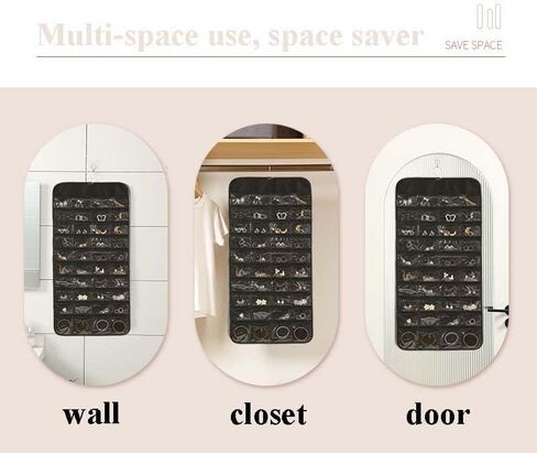 48 Pockets Double Sided Hanging Jewelry Organizer - Storage Bag for Earrings Necklaces & More in Saudi Arabia