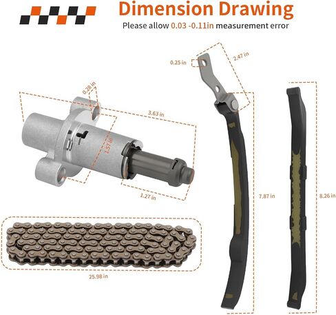 For Yamaha MOTO-4 200 225 250 YFM200 YFM225 YFM250 TTR225 TTR230 Cam Timing Chain & Tensioner Guide w/Gasket 2HT-12210-10-00 in Saudi Arabia