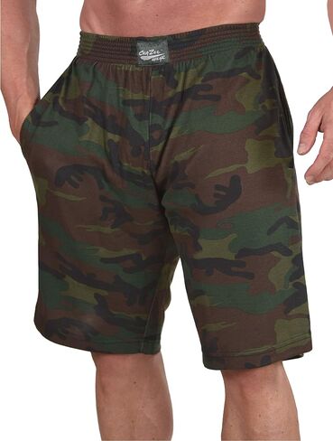 Mens Athletic Workout Shorts Casual Shorts Elastic Waist Joggers Sports Workout Exercise Shorts in Camo Design in Saudi Arabia