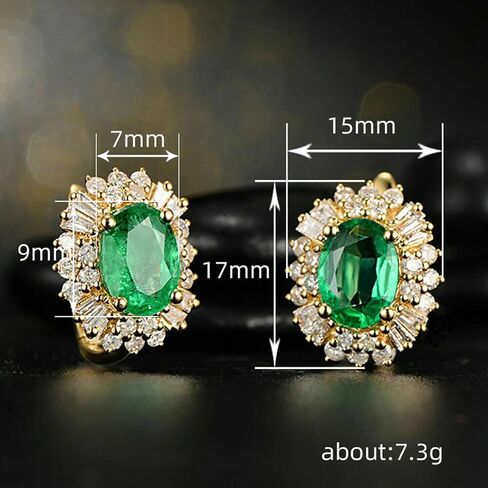 Temperament Oval Green Cubic Zirconia Hoop Earrings Gold Color Luxury Earrings for Women in Saudi Arabia