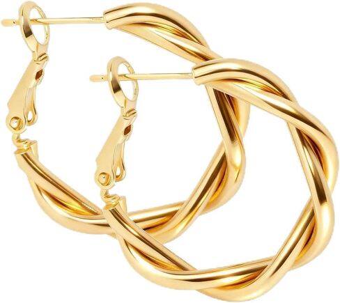 ToHeart Gold Hoop Earrings for Women Twist Hoop Earrings Gold Plated in Saudi Arabia