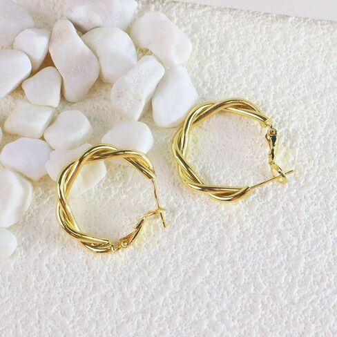 ToHeart Gold Hoop Earrings for Women Twist Hoop Earrings Gold Plated in Saudi Arabia