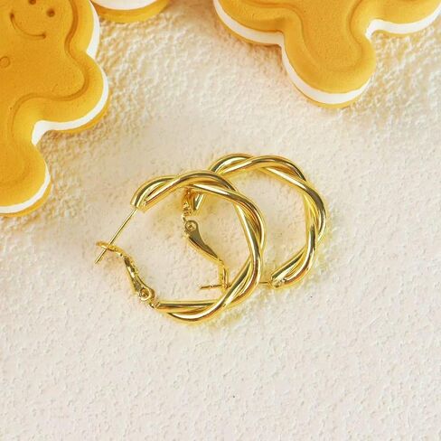 ToHeart Gold Hoop Earrings for Women Twist Hoop Earrings Gold Plated in Saudi Arabia