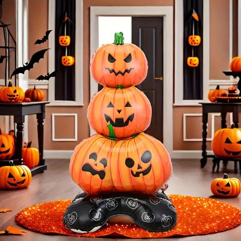 Scary Halloween Hanging Ornament Foil Pumpkin Large Decorations for Halloween Birthday Party Supplies, Orange in Saudi Arabia