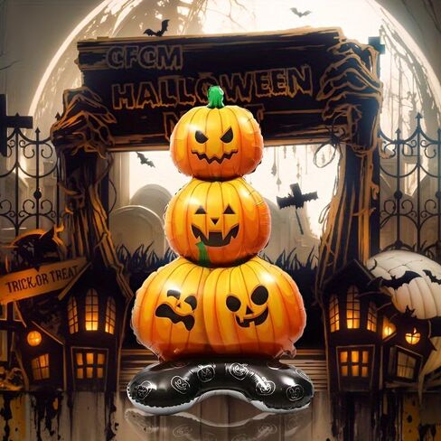 Scary Halloween Hanging Ornament Foil Pumpkin Large Decorations for Halloween Birthday Party Supplies, Orange in Saudi Arabia