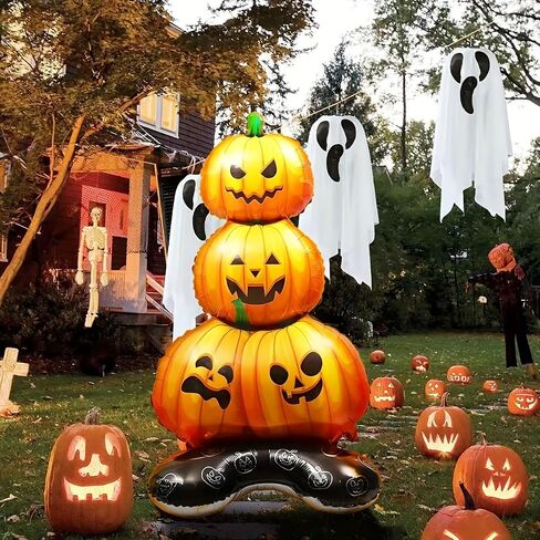 Scary Halloween Hanging Ornament Foil Pumpkin Large Decorations for Halloween Birthday Party Supplies, Orange in Saudi Arabia