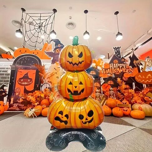 Scary Halloween Hanging Ornament Foil Pumpkin Large Decorations for Halloween Birthday Party Supplies, Orange in Saudi Arabia
