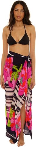 Trina Turk Women's Standard Bougainvillea Pareo, Casual, Floral Print, Beach Cover Ups, Multicolor in Kuwait