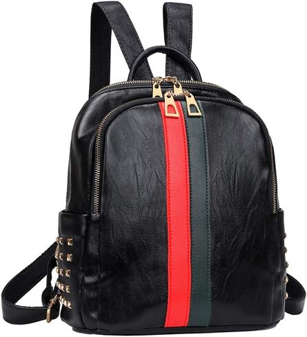 Mynos Fashion Backpack Bag Purse For Women Leather Mini Rucksack Zipper Travel Daypack Ladies Shoulder Bag Tote (A-Small Black) in Saudi Arabia