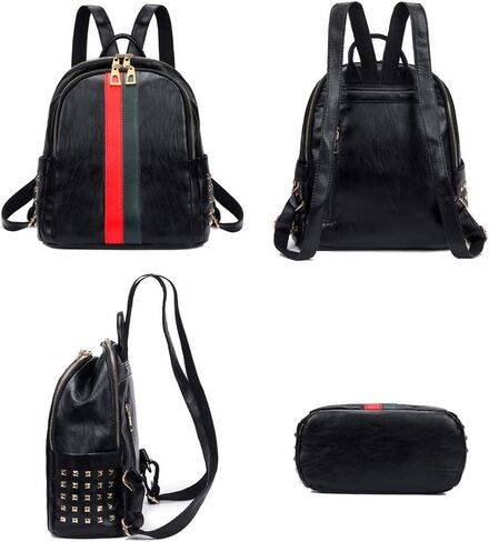 Mynos Fashion Backpack Bag Purse For Women Leather Mini Rucksack Zipper Travel Daypack Ladies Shoulder Bag Tote (A-Small Black) in Saudi Arabia
