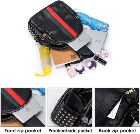 Mynos Fashion Backpack Bag Purse For Women Leather Mini Rucksack Zipper Travel Daypack Ladies Shoulder Bag Tote (A-Small Black) in Saudi Arabia