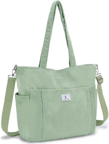 VX VONXURY Large Corduroy Tote Bag for Women, Shoulder Bag with Multi Pockets Lightweight Handbag for Work College Travel in Saudi Arabia