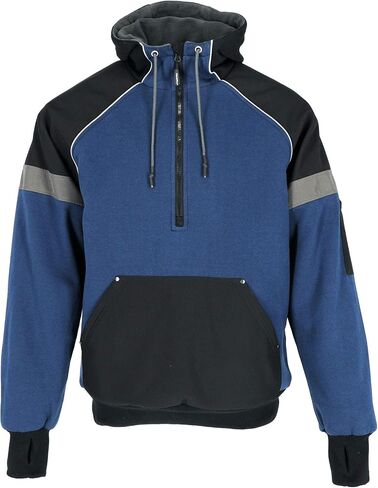 RefrigiWear Frostline Pullover Sweatshirt, Insulated Fleece-Lined Hood, (Black/Blue), (X-Large) in Saudi Arabia
