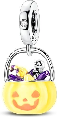 Parmuz Halloween Pumpkin Charms Ghost Black Cat Cross Charm Sterling Silver 925 Halloween Horror Beads for Bracelet/Necklace Jewelry for Women in Saudi Arabia