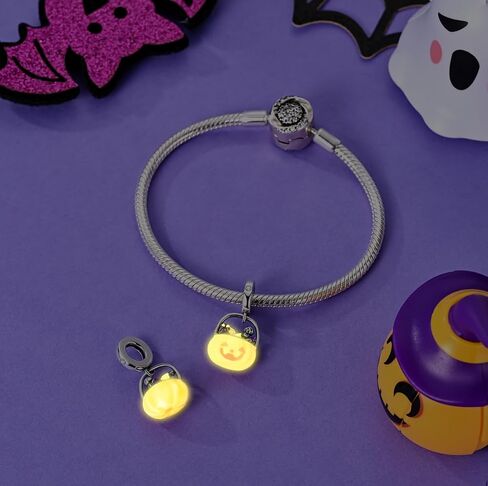 Parmuz Halloween Pumpkin Charms Ghost Black Cat Cross Charm Sterling Silver 925 Halloween Horror Beads for Bracelet/Necklace Jewelry for Women in Saudi Arabia