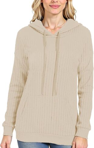 AURUZA Womens Long Sleeve Tops Fashion Hoodies Color Block Knit Pullover Oversized Sweatshirts Ribbed Casual Loose Fit Shirts in Saudi Arabia
