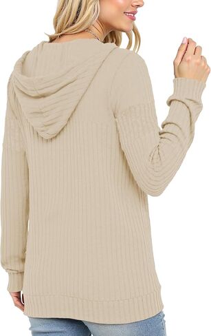 AURUZA Womens Long Sleeve Tops Fashion Hoodies Color Block Knit Pullover Oversized Sweatshirts Ribbed Casual Loose Fit Shirts in Saudi Arabia