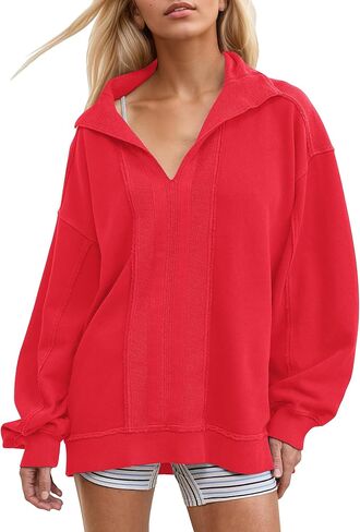 Gacaky Sweatshirt for Women Oversized Casual Open Neck Sweaters Hoodies Comfy Fall Pullover Tops Fashion Outfits Clothes in Kuwait