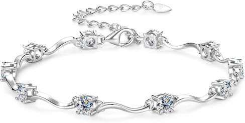 4mm Moissanite Link Bracelet for Women, 3.0cttw D Color VVS1 925 Sterling Silver Adjustable Dainty 10-Stones Bracelets for Wife Mom Birthday Jewelry Gifts in Saudi Arabia