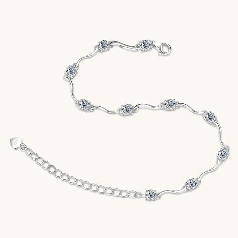 4mm Moissanite Link Bracelet for Women, 3.0cttw D Color VVS1 925 Sterling Silver Adjustable Dainty 10-Stones Bracelets for Wife Mom Birthday Jewelry Gifts in Saudi Arabia