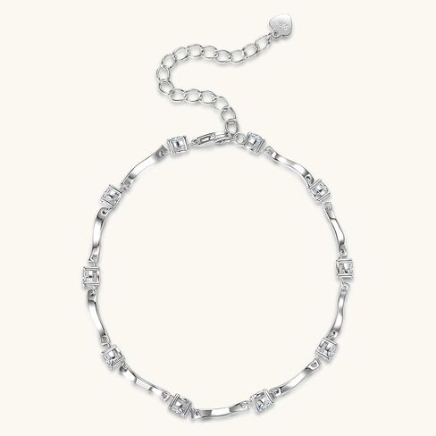 4mm Moissanite Link Bracelet for Women, 3.0cttw D Color VVS1 925 Sterling Silver Adjustable Dainty 10-Stones Bracelets for Wife Mom Birthday Jewelry Gifts in Saudi Arabia