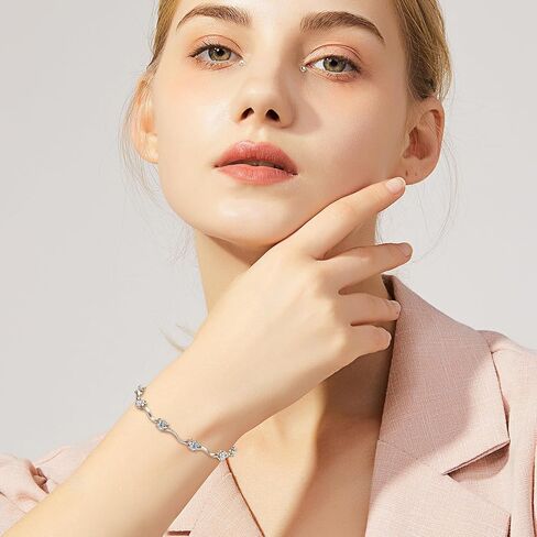 4mm Moissanite Link Bracelet for Women, 3.0cttw D Color VVS1 925 Sterling Silver Adjustable Dainty 10-Stones Bracelets for Wife Mom Birthday Jewelry Gifts in Saudi Arabia