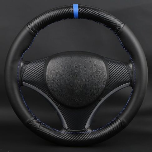 DIY Microfiber Leather Steering Wheel Cover with Matte Carbon Fiber Design and Marker，Sew On Steering Wheel Wrap,Universal Size for Most Cars,Suvs,Trucks,Yellow in Kuwait